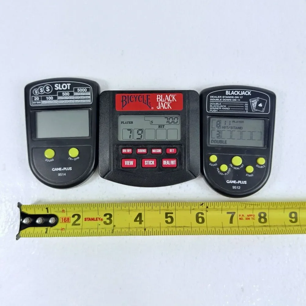 Lot Of 3 Vintage Electronic Handheld Casino Games Bicycle BlackJack Slots WORKS
